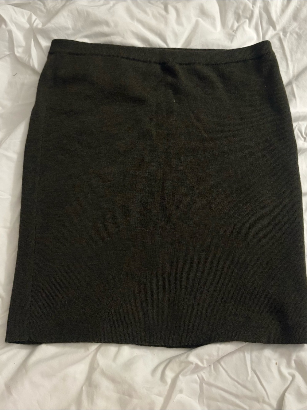 Eileen Fisher Olive Green Knit Sweater Skirt Medium